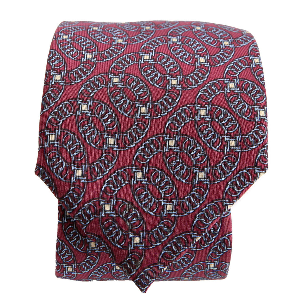Printed Silk Tie Purple/Blue