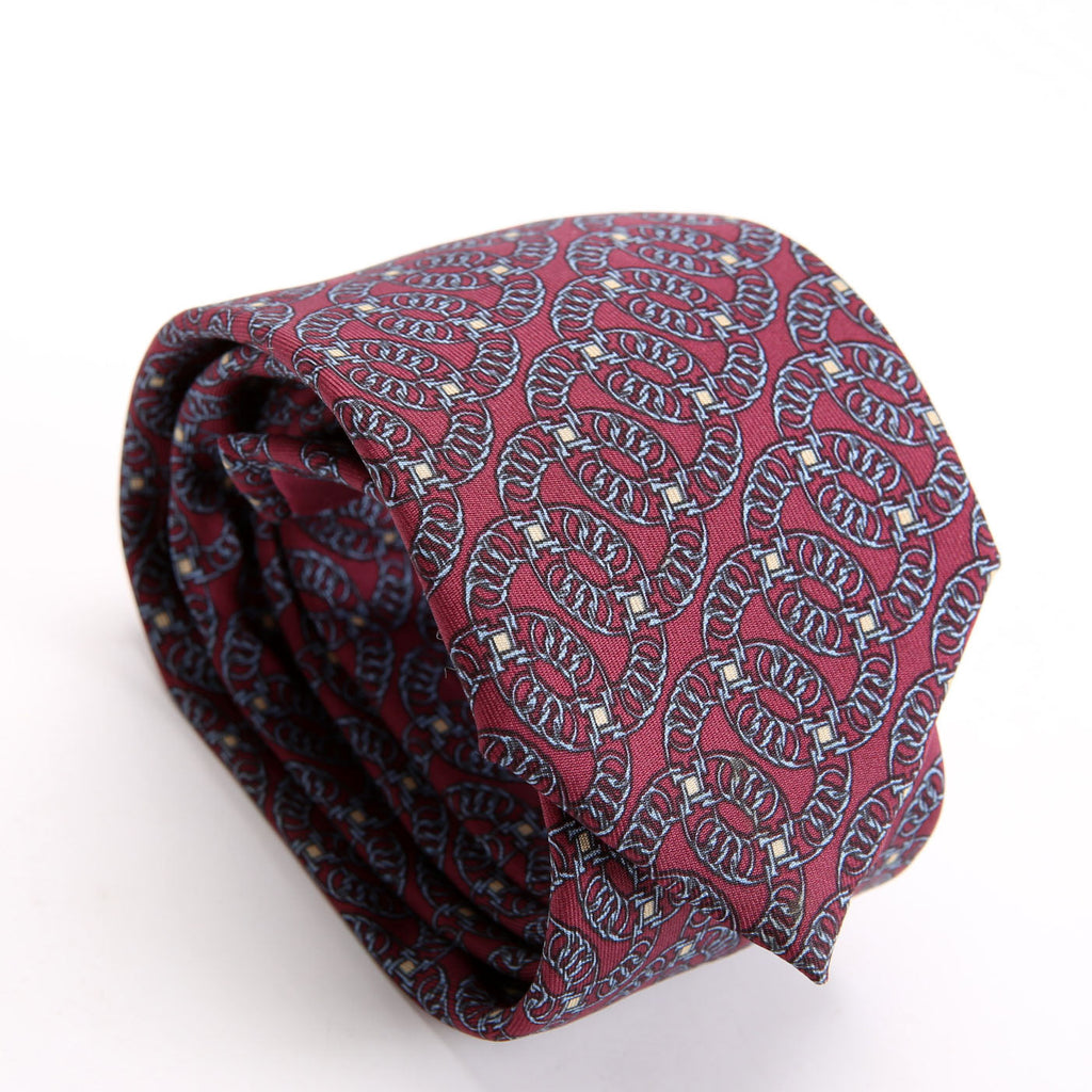Printed Silk Tie Purple/Blue