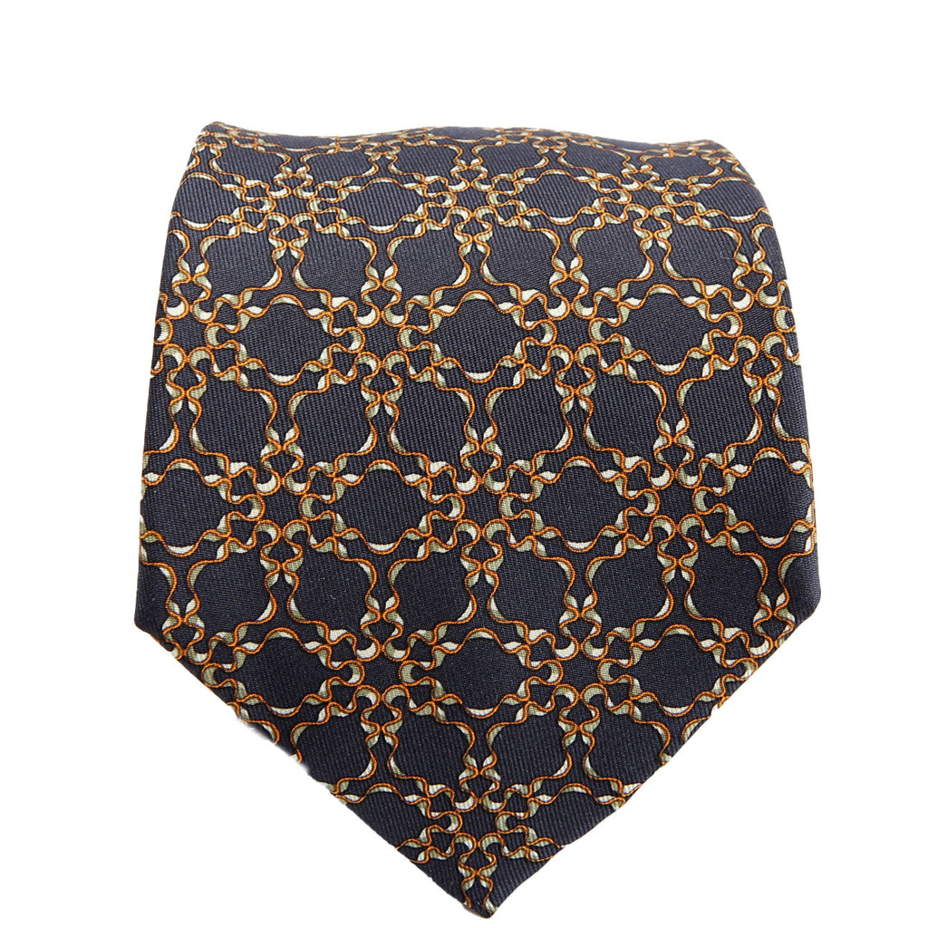 Printed Silk Tie Navy/Multicolor