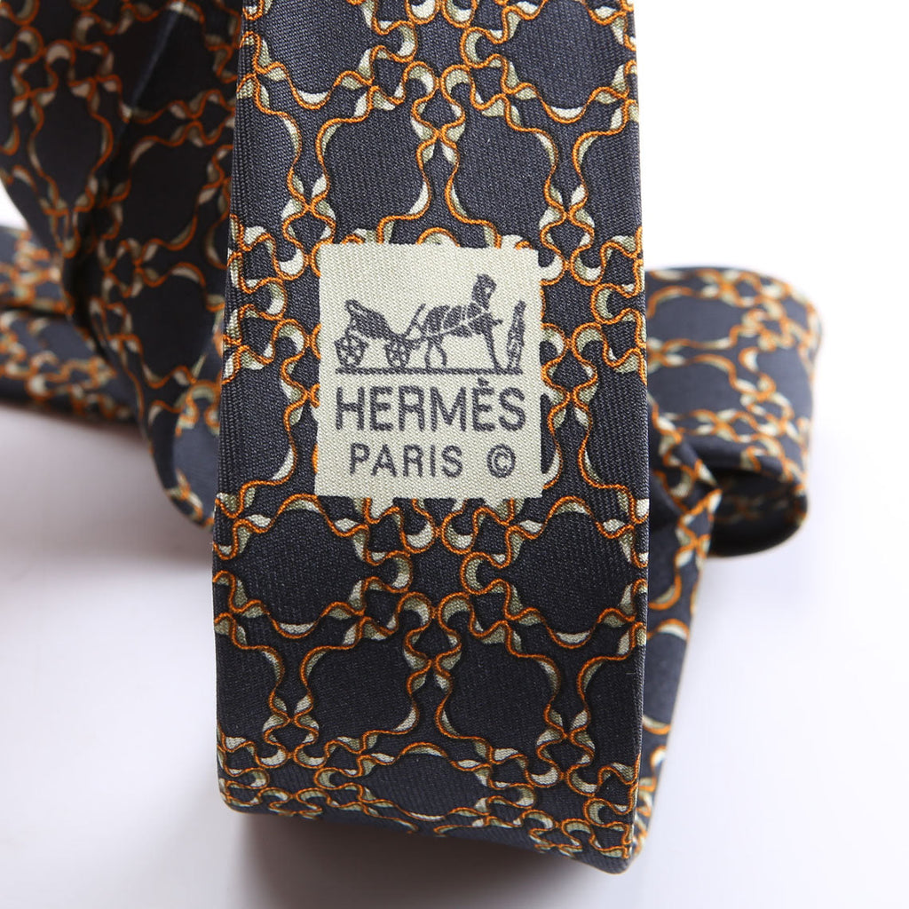 Printed Silk Tie Navy/Multicolor