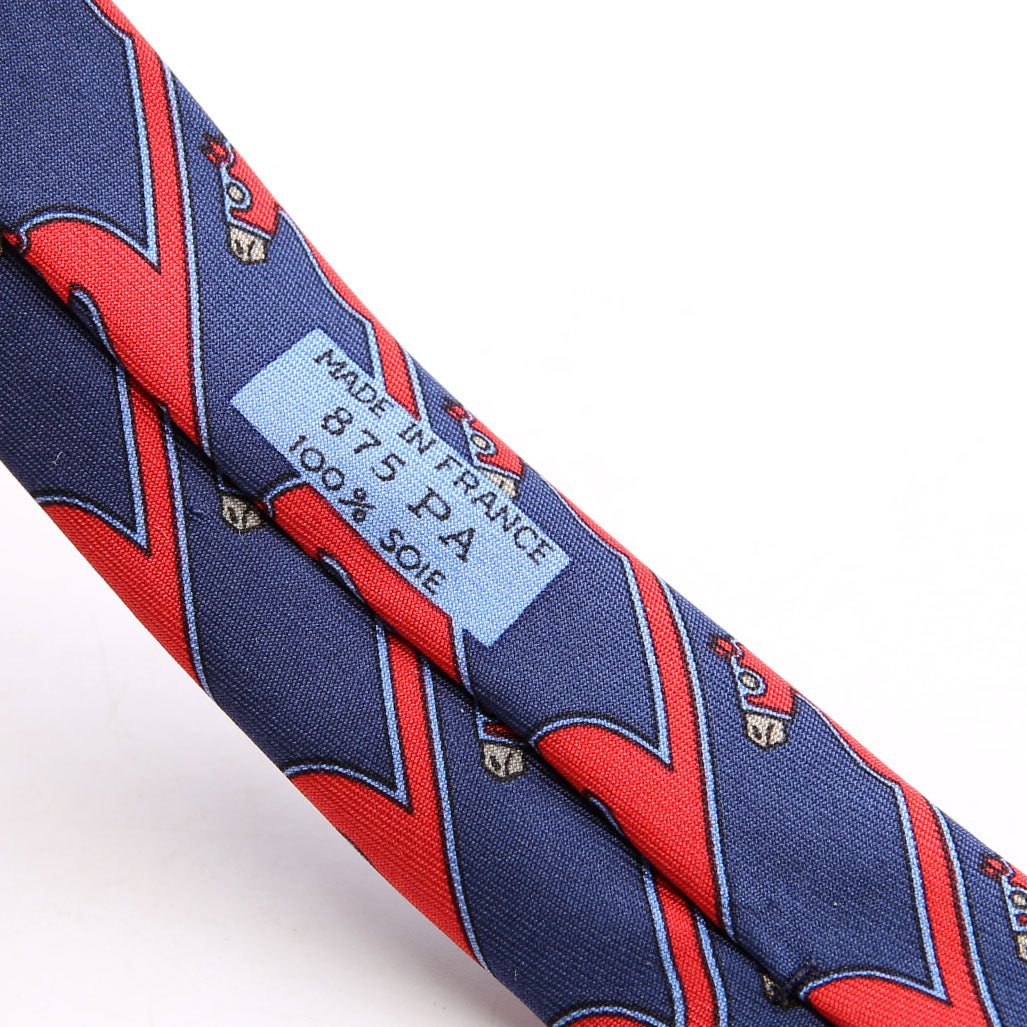 Printed Silk Horse Tie Navy/Red