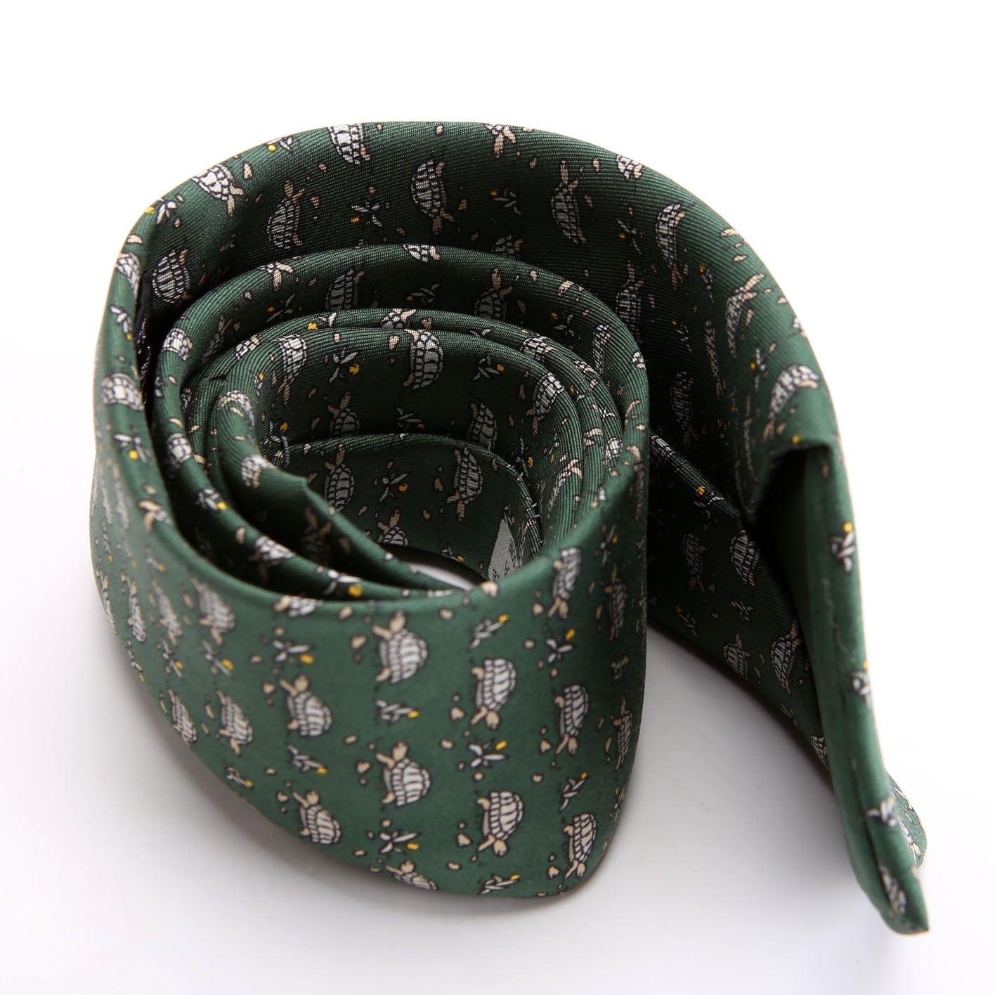 Printed Silk Turtle Tie Green