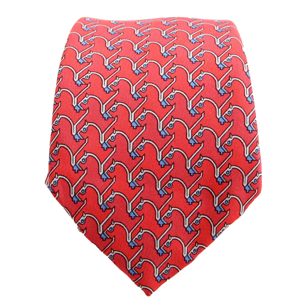 Printed Silk Tie Red/Blue