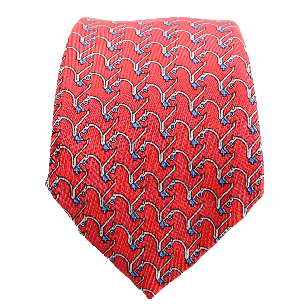 Printed Silk Tie Red/Blue