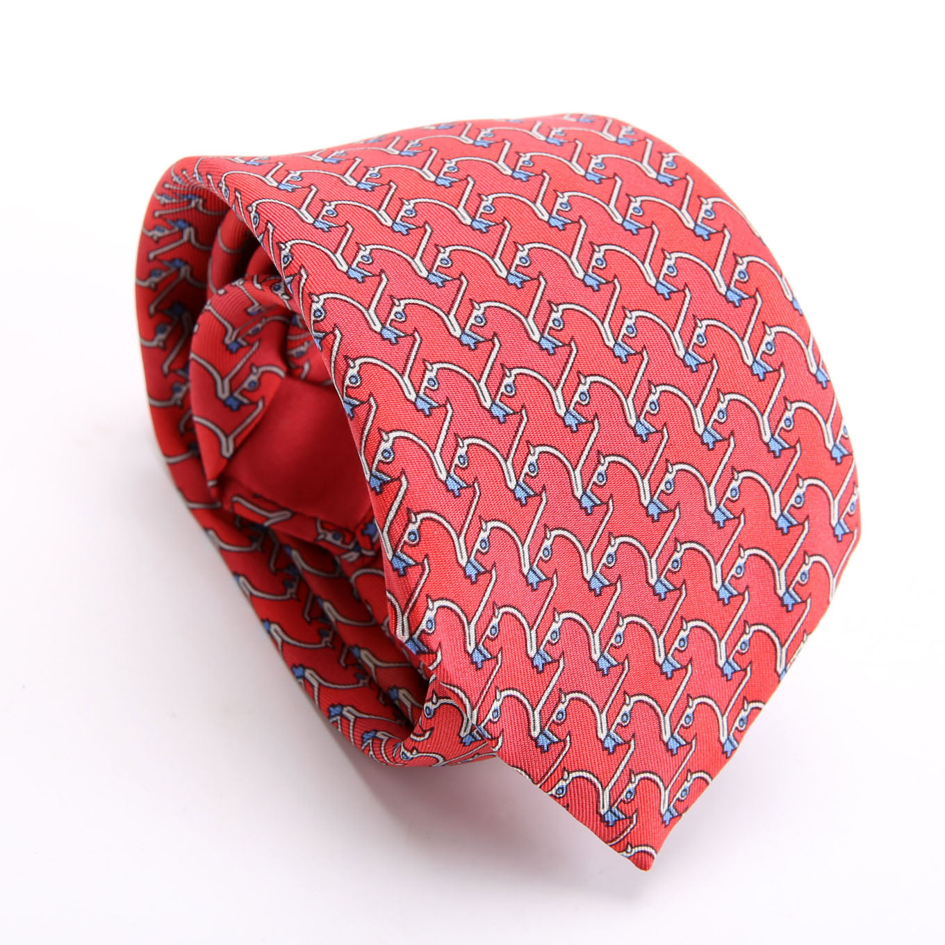 Printed Silk Tie Red/Blue