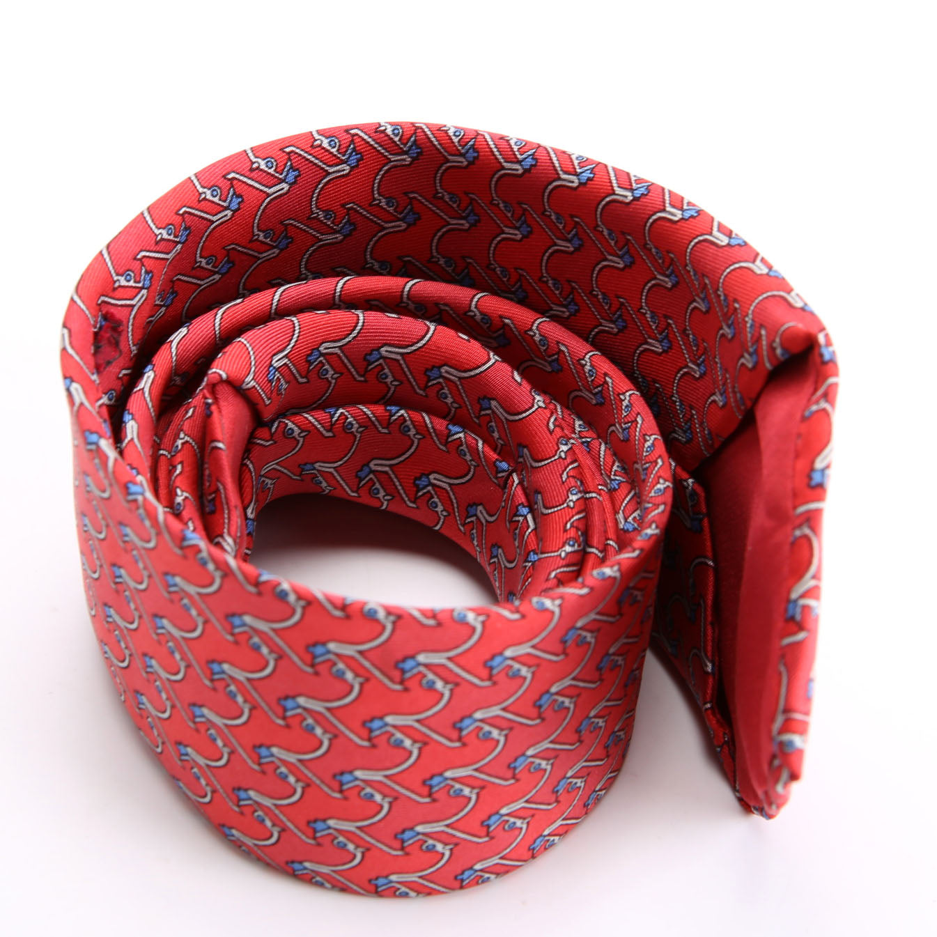 Printed Silk Tie Red/Blue