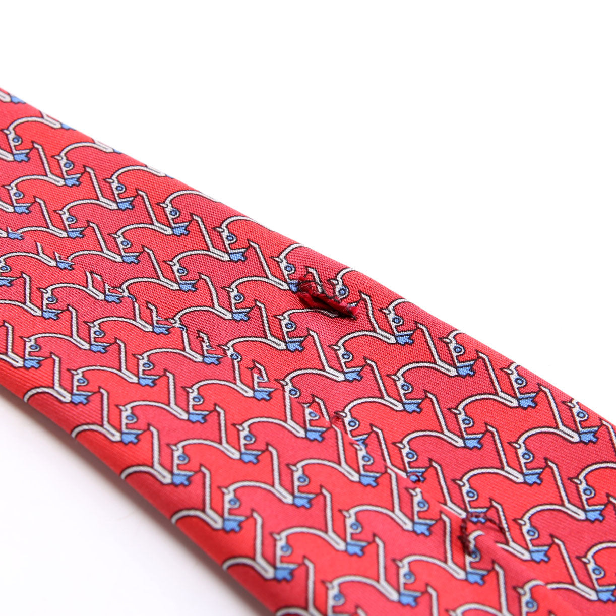 Printed Silk Tie Red/Blue