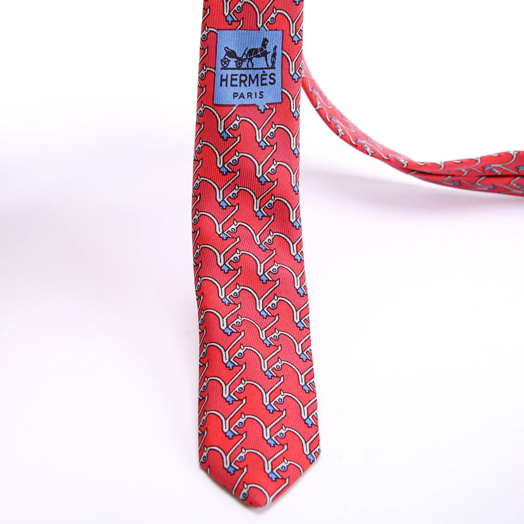 Printed Silk Tie Red/Blue