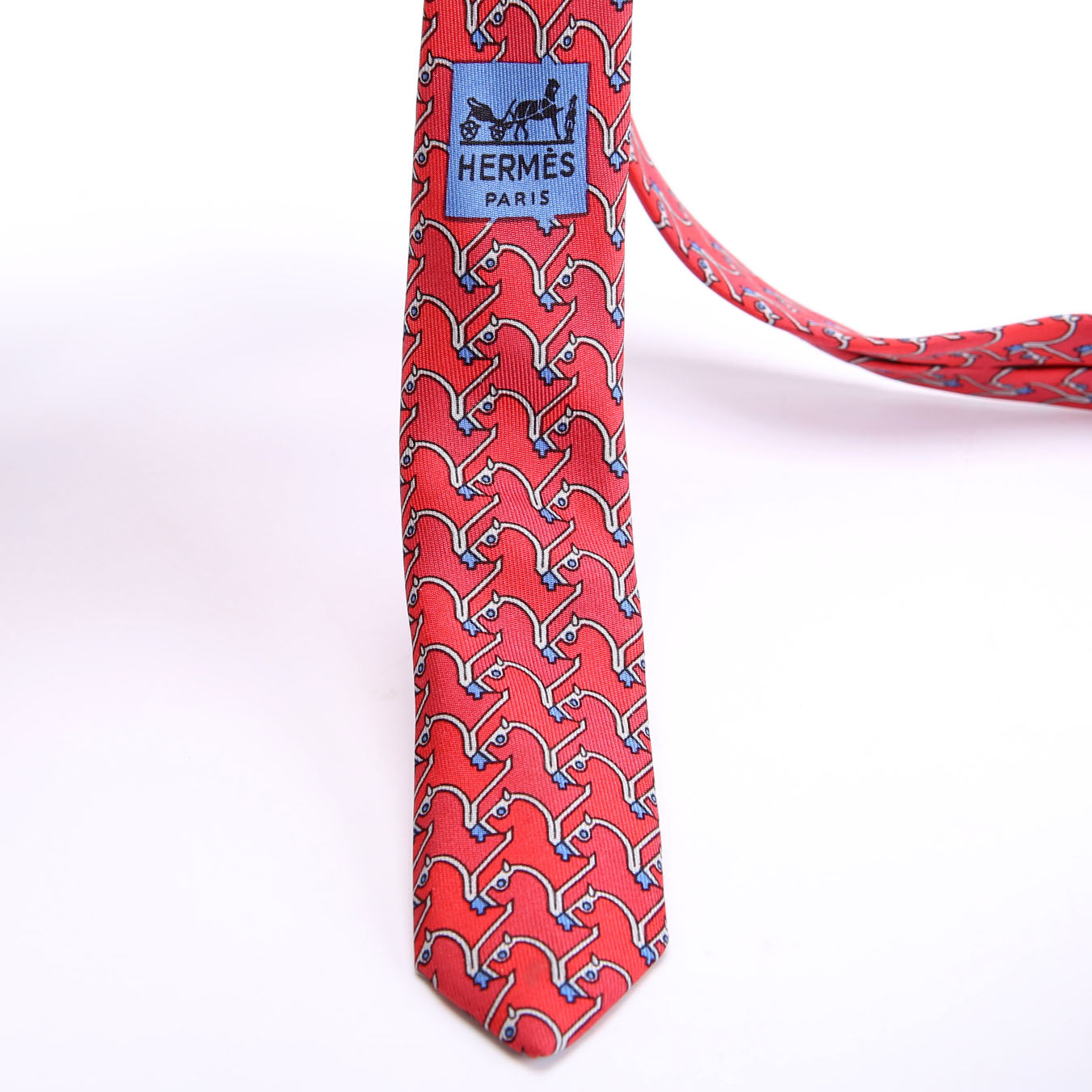 Printed Silk Tie Red/Blue