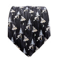 Printed Silk Beaver Tie Navy