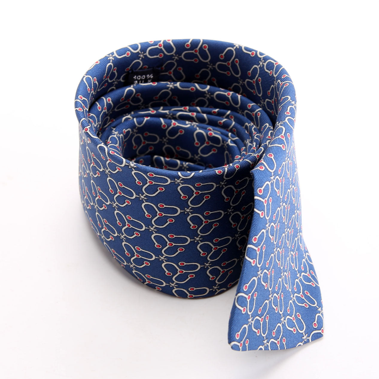 Hermes Printed Silk Tie Blue/Red