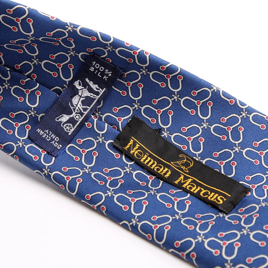 Hermes Printed Silk Tie Blue/Red