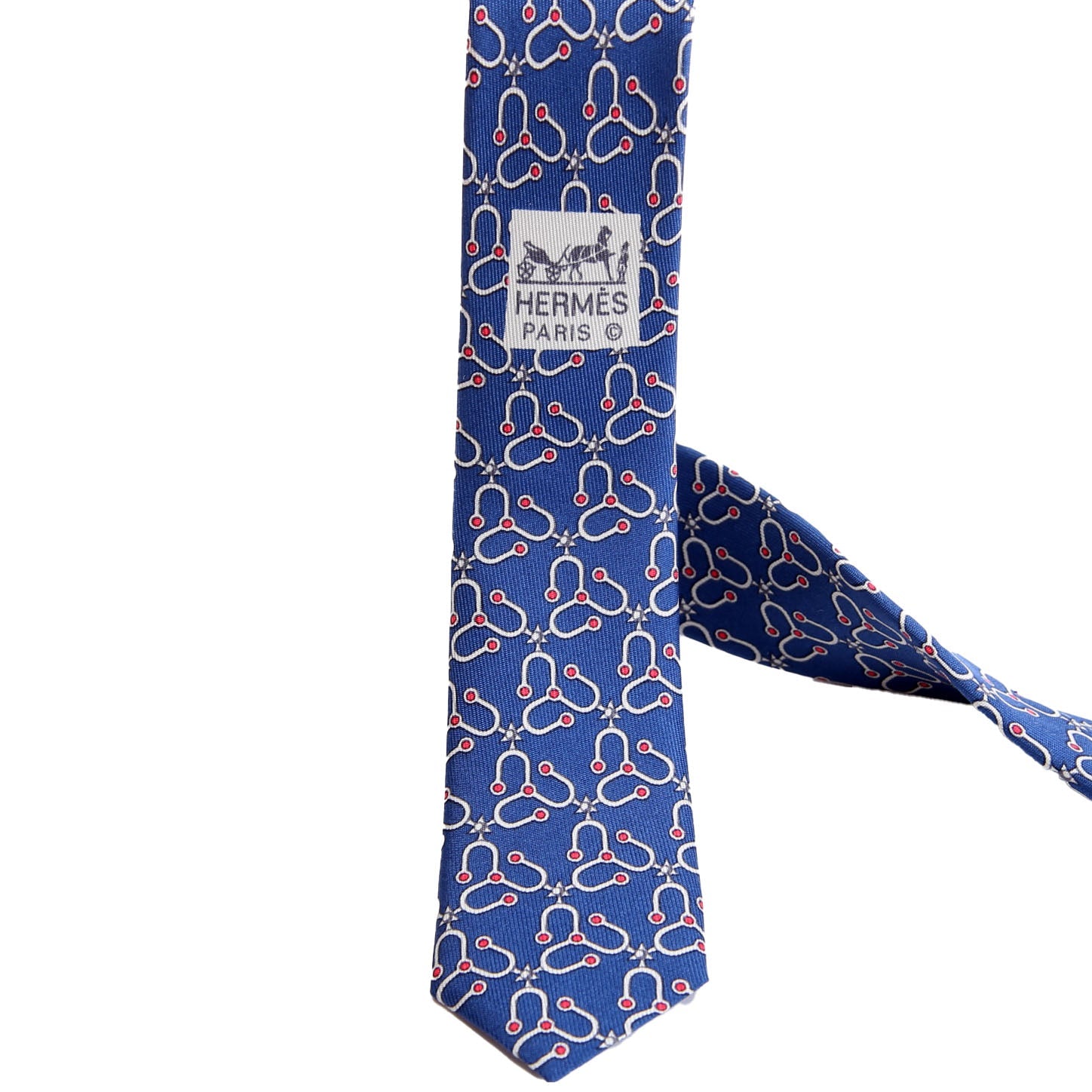 Hermes Printed Silk Tie Blue/Red