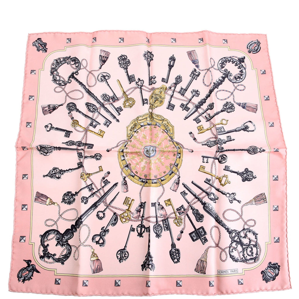 Shawls Keys Les Cles Silk Square Scarf Pink/Multicolor
