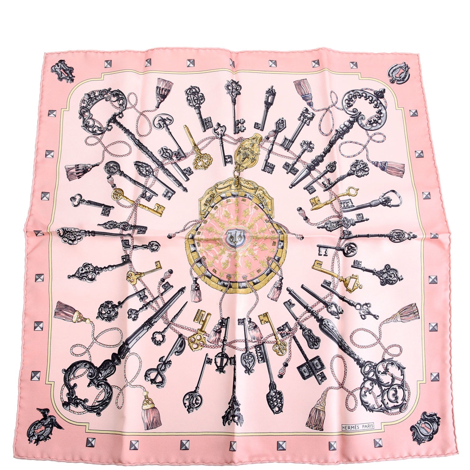 Shawls Keys Les Cles Silk Square Scarf Pink/Multicolor