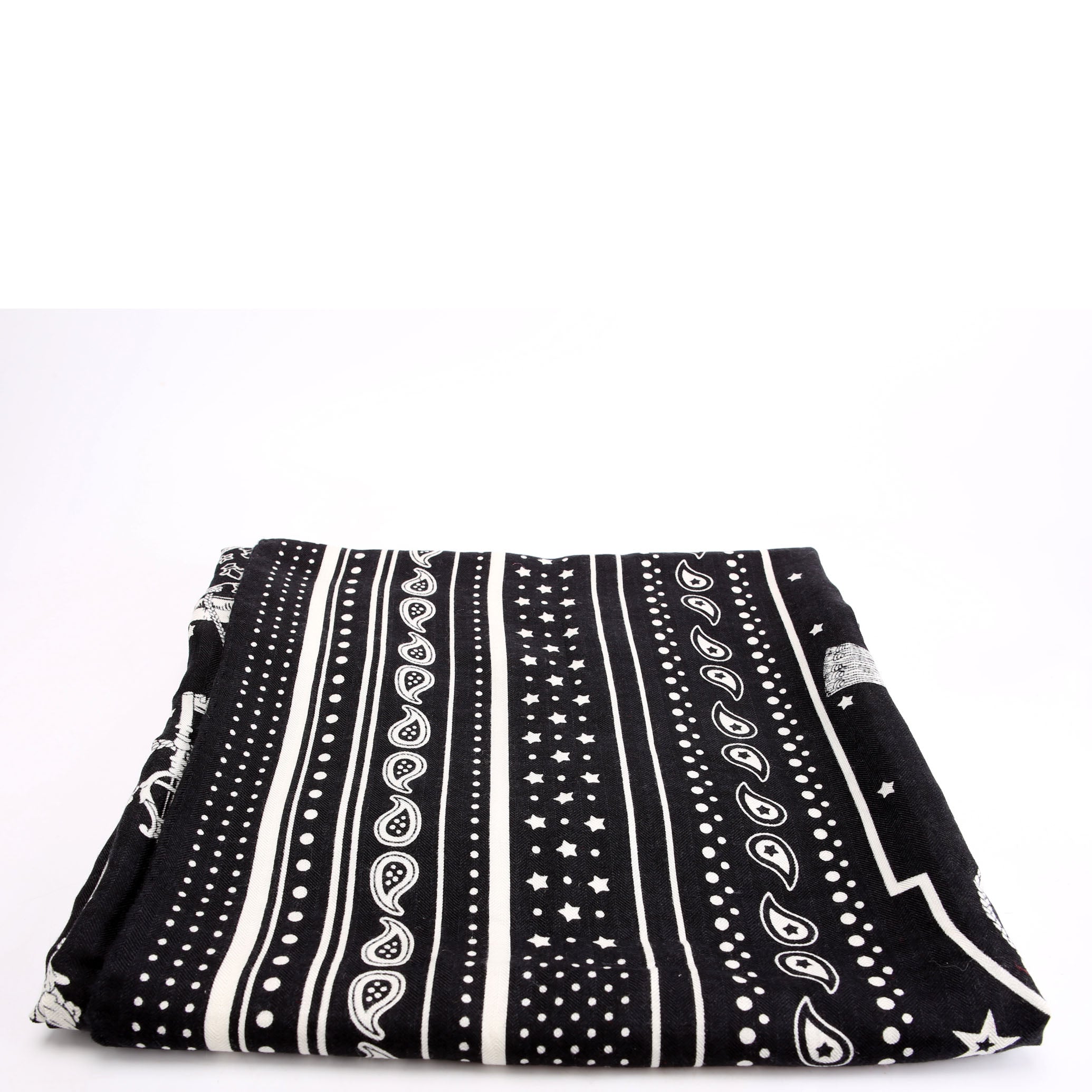 Les Cles Bandana Cashmere 140 Scarf Black/White