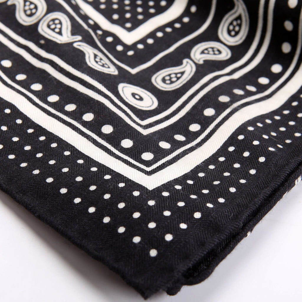 Les Cles Bandana Cashmere 140 Scarf Black/White