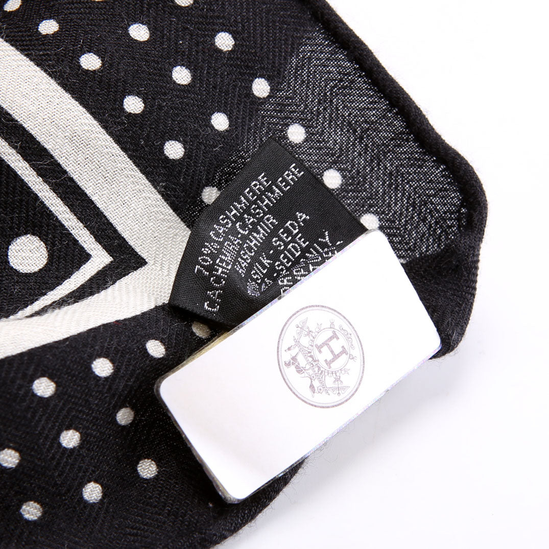 Les Cles Bandana Cashmere 140 Scarf Black/White