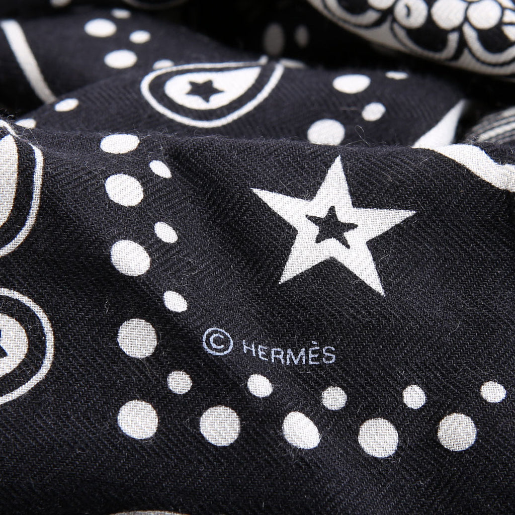 Les Cles Bandana Cashmere 140 Scarf Black/White