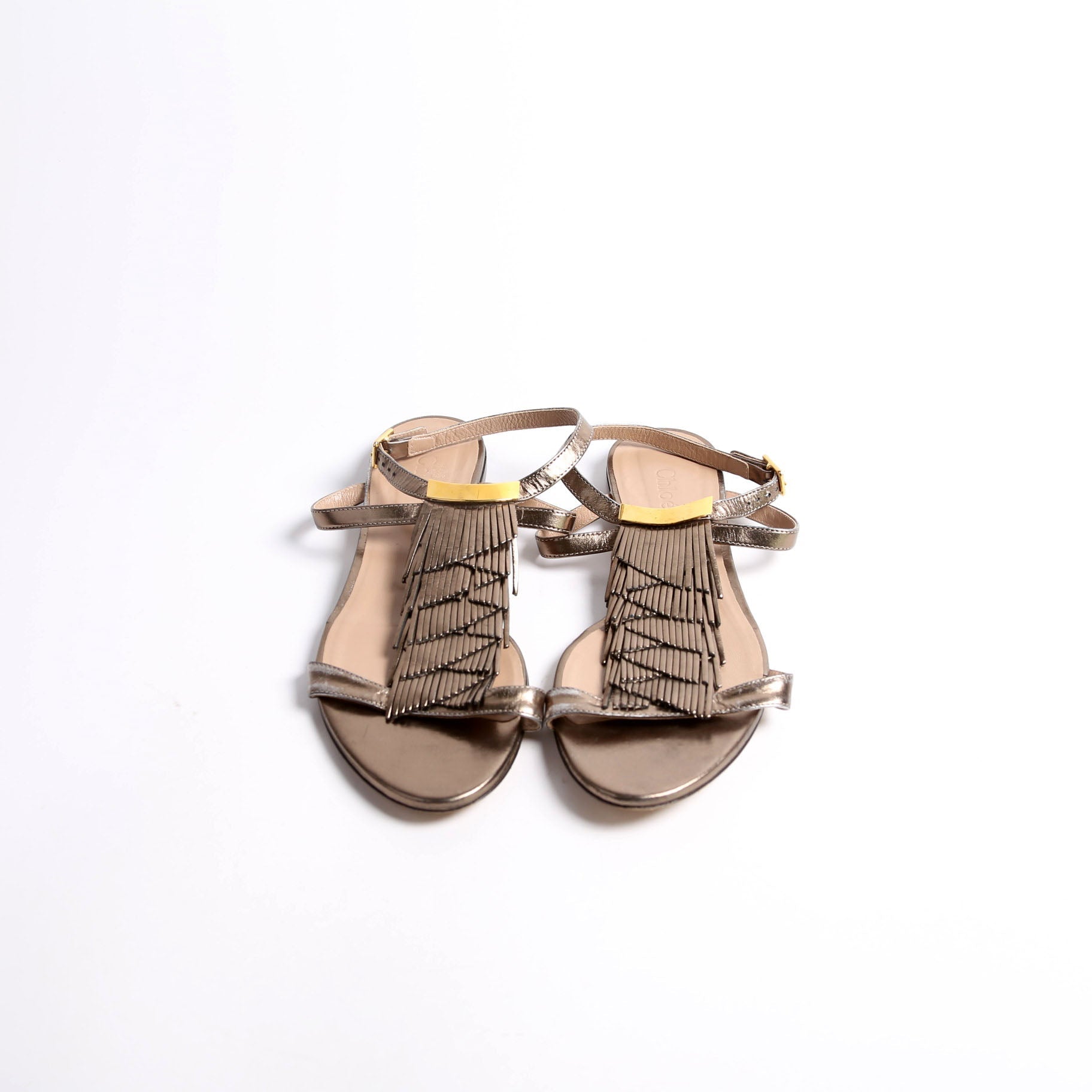 Fringe Anklewrap Sandals Size 39 Bronze