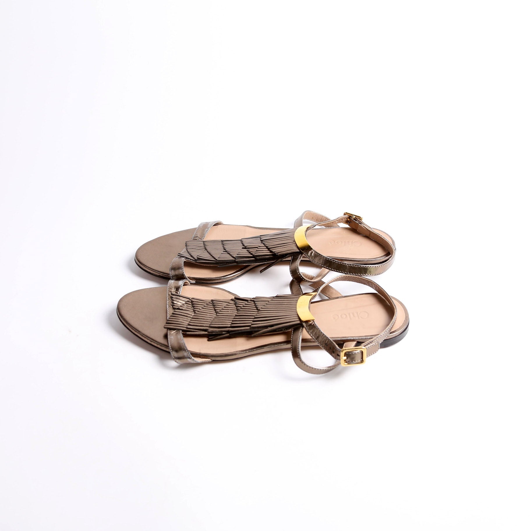 Fringe Anklewrap Sandals Size 39 Bronze