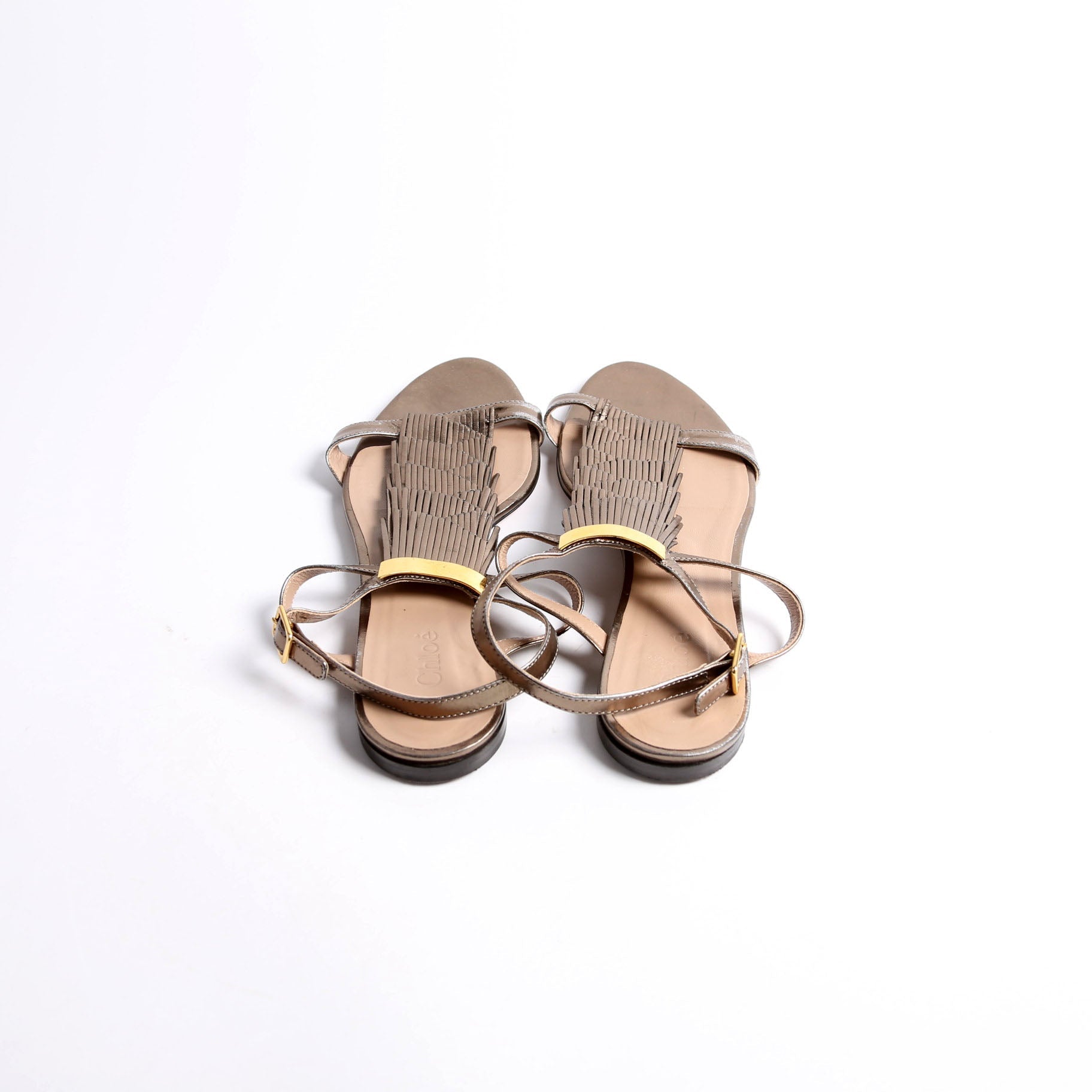 Fringe Anklewrap Sandals Size 39 Bronze