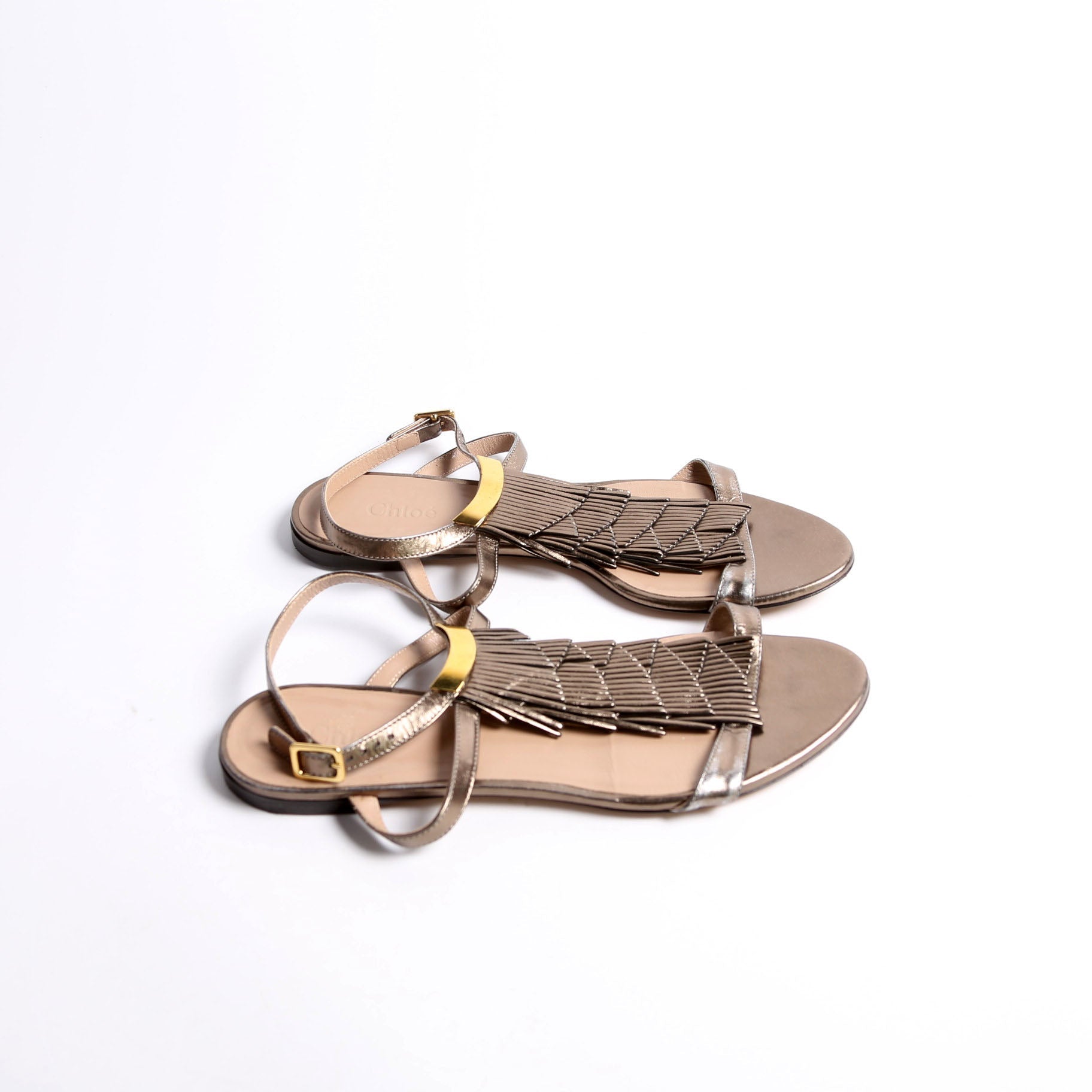 Fringe Anklewrap Sandals Size 39 Bronze