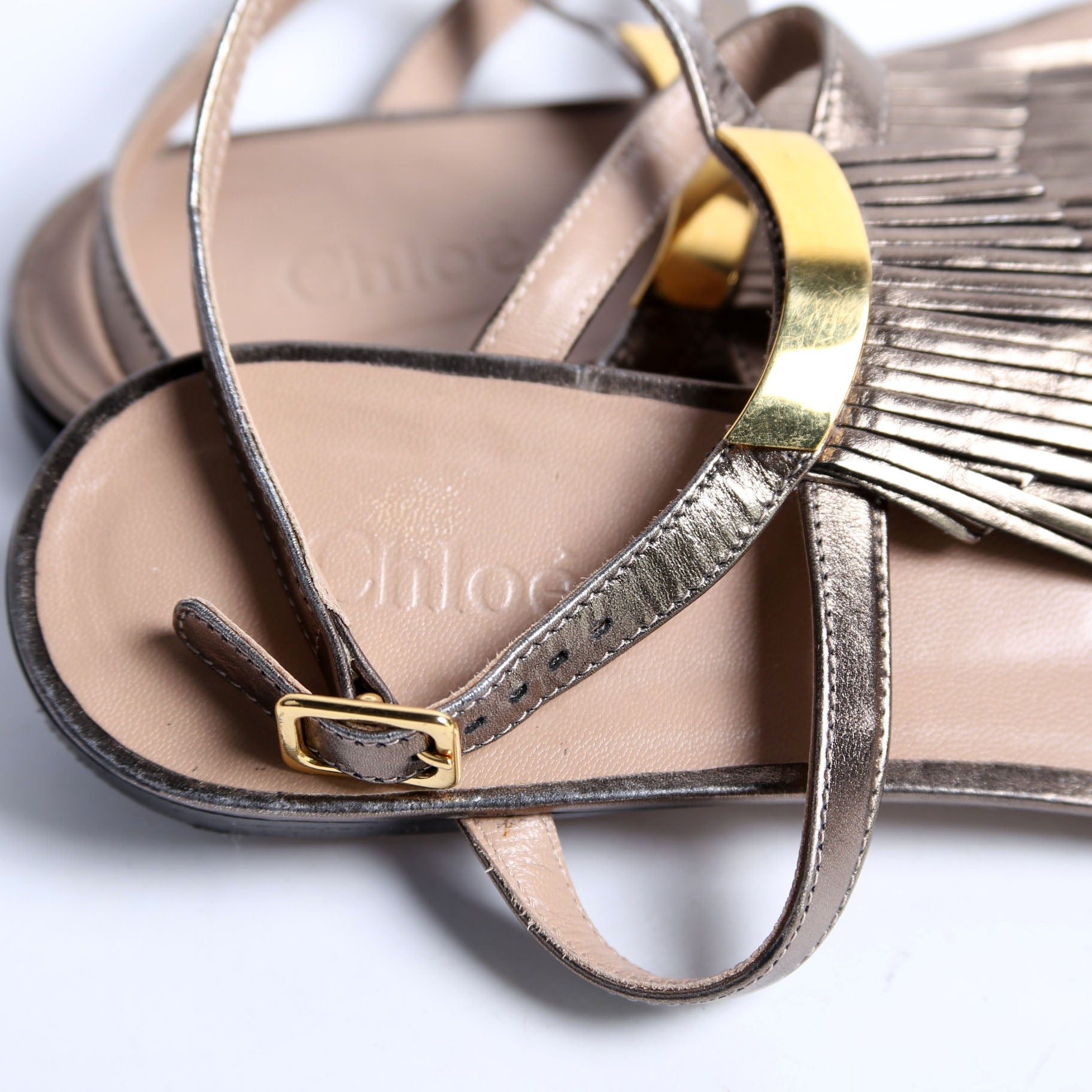Fringe Anklewrap Sandals Size 39 Bronze