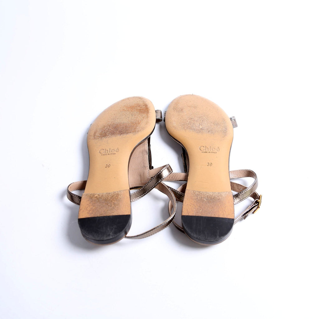 Fringe Anklewrap Sandals Size 39 Bronze