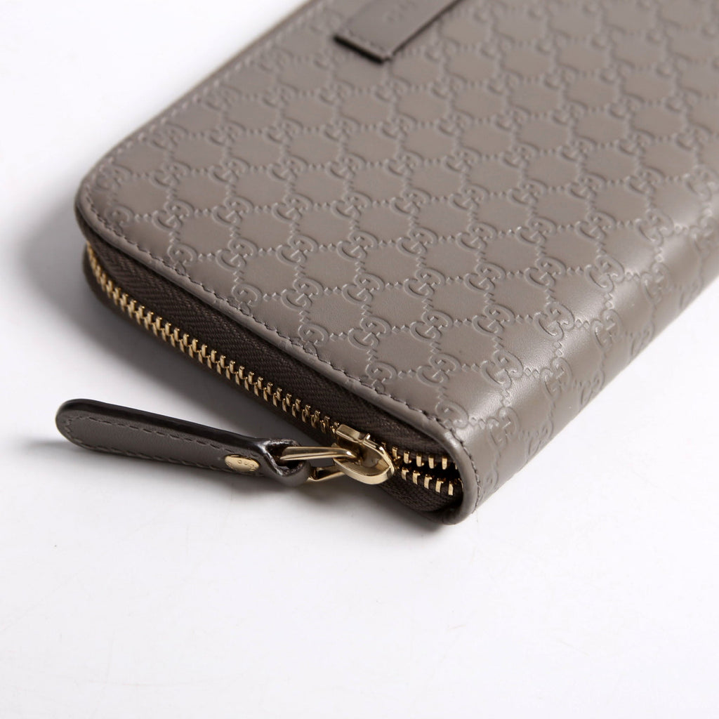 Gucci 449391 Micro Guccissima Zip Around Wallet Gray