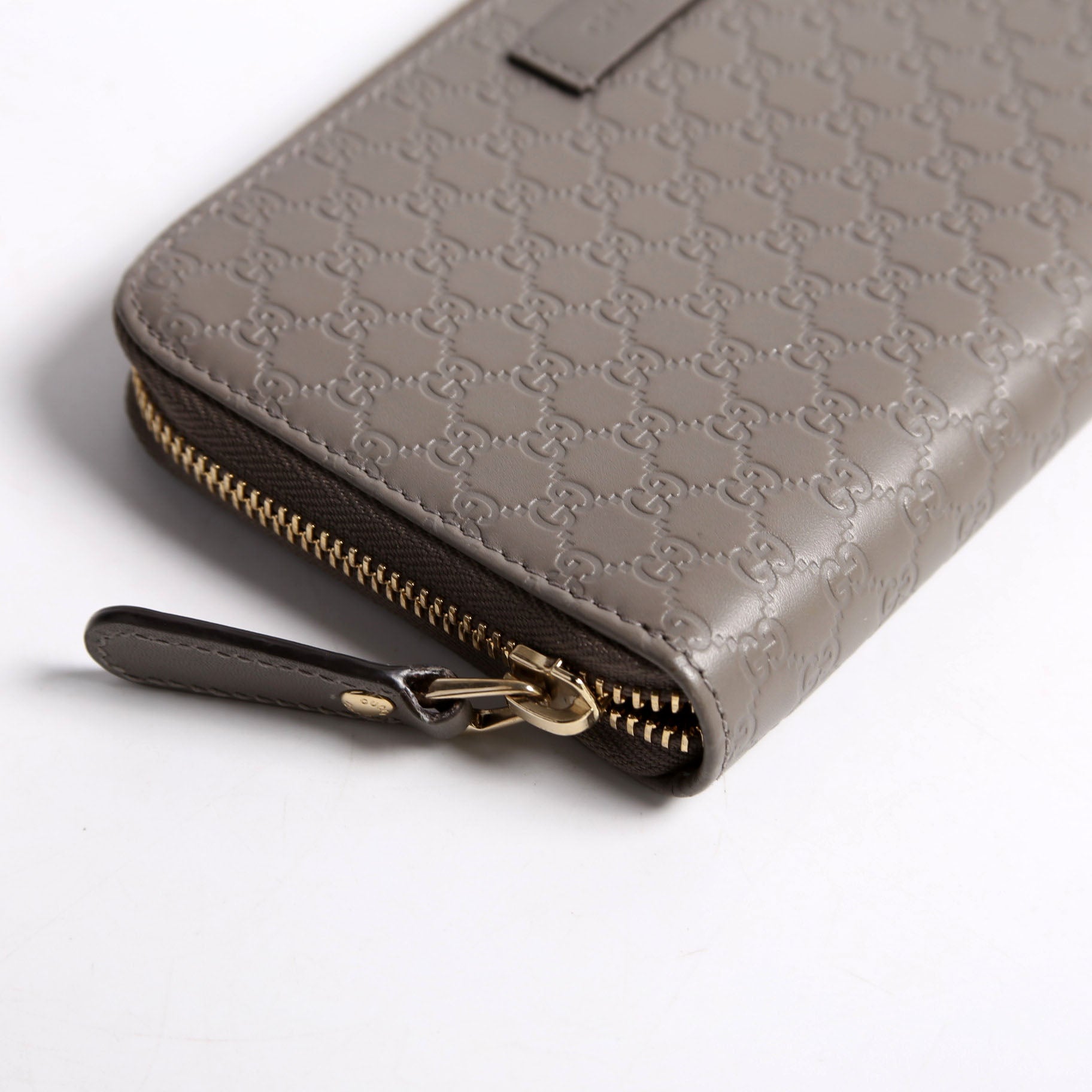 Gucci 449391 Micro Guccissima Zip Around Wallet Gray