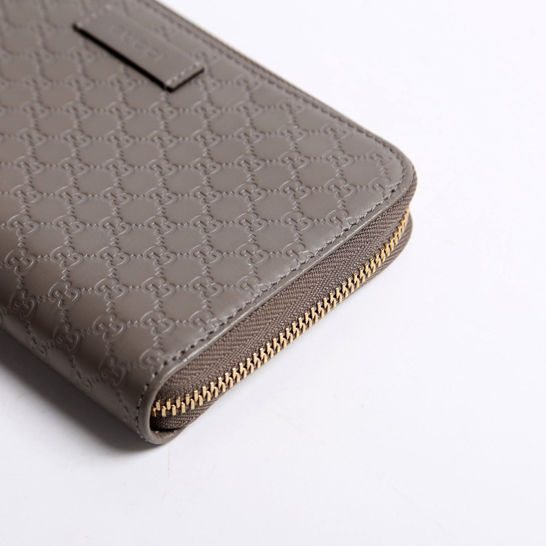 Gucci 449391 Micro Guccissima Zip Around Wallet Gray