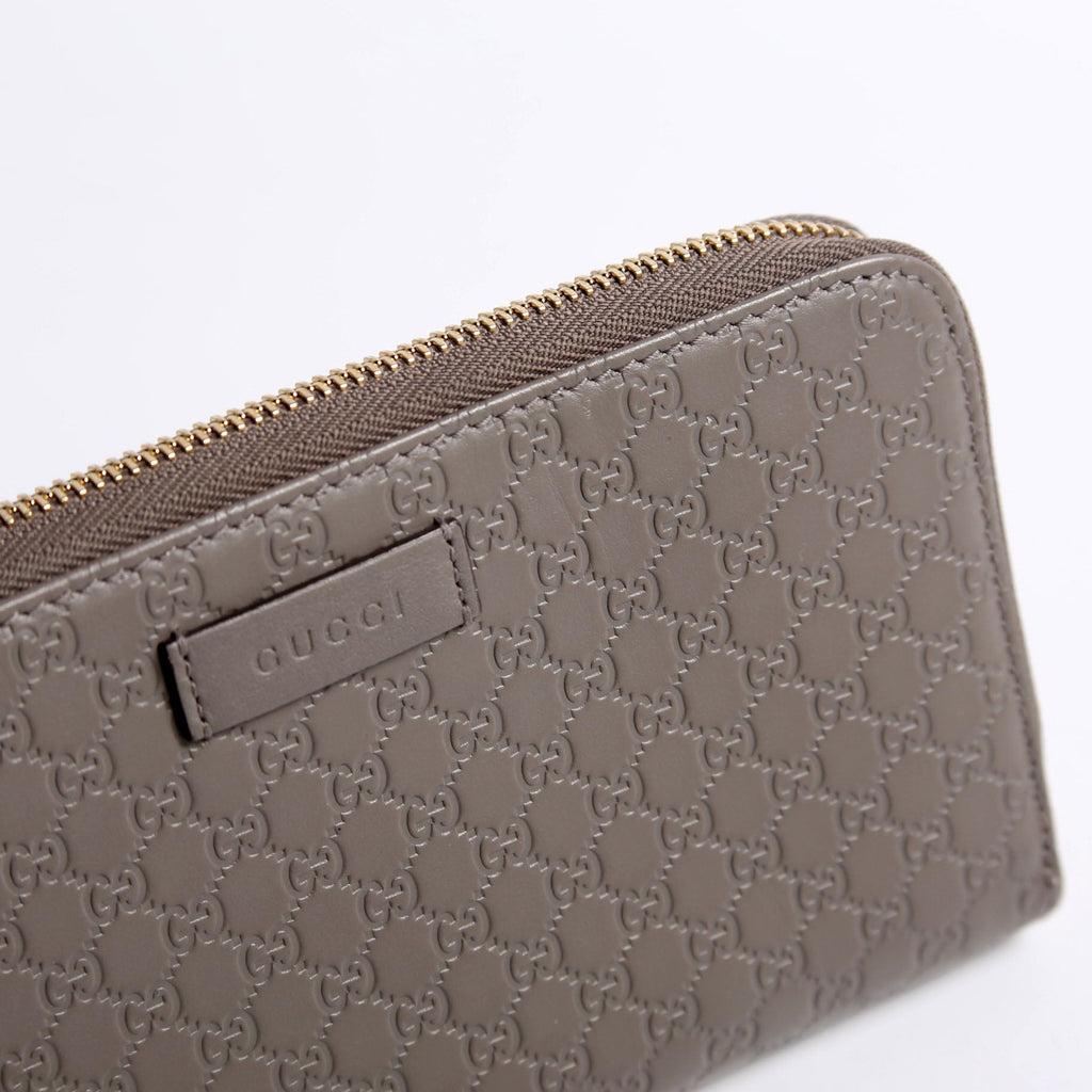 Gucci 449391 Micro Guccissima Zip Around Wallet Gray