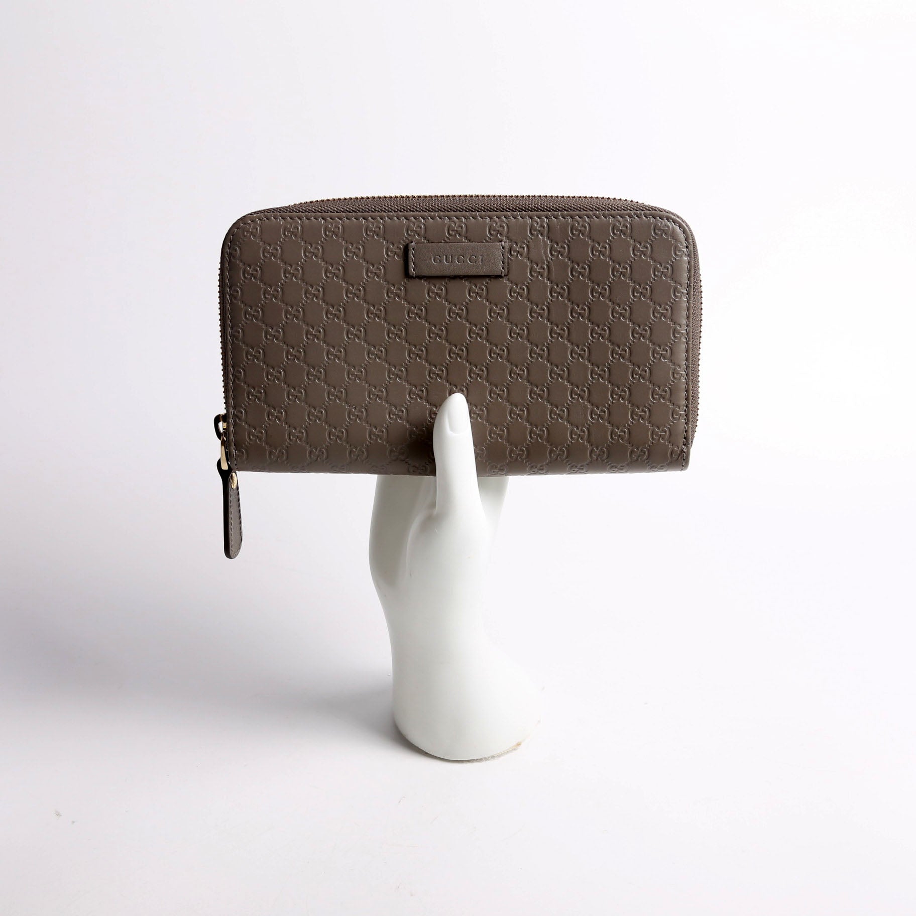 Gucci 449391 Micro Guccissima Zip Around Wallet Gray