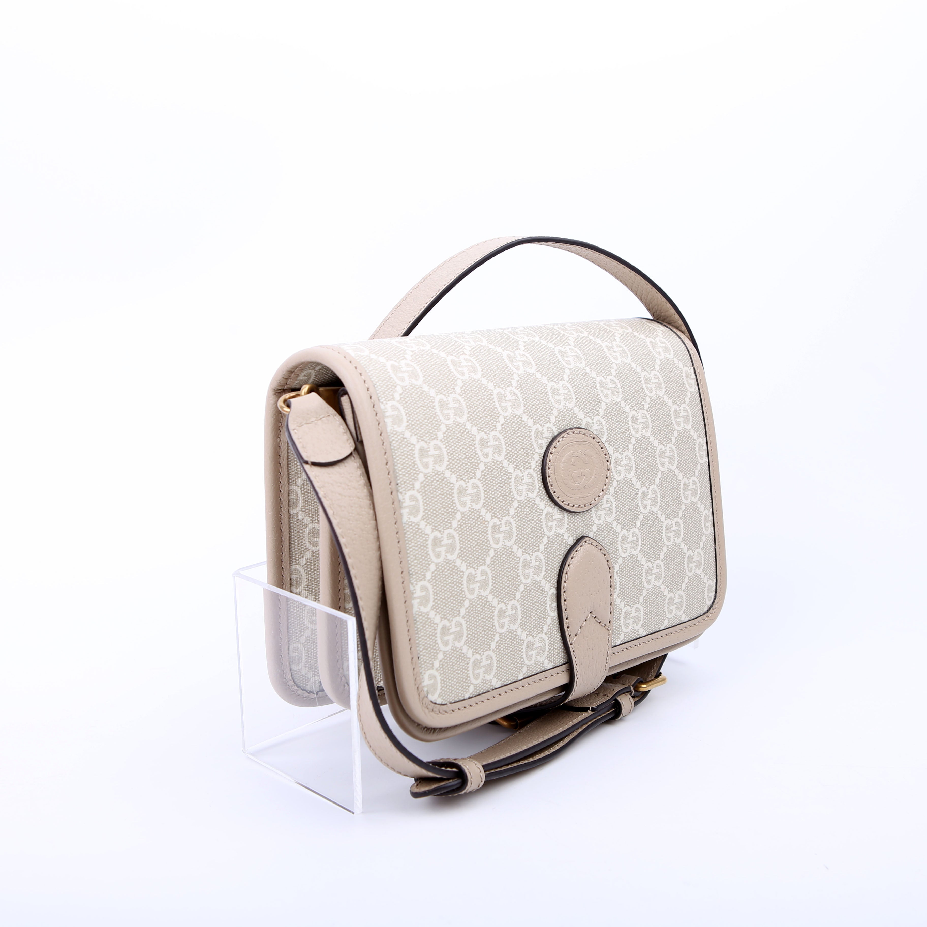 671620 GG Supreme Interlocking G Mini Crossbody Beige