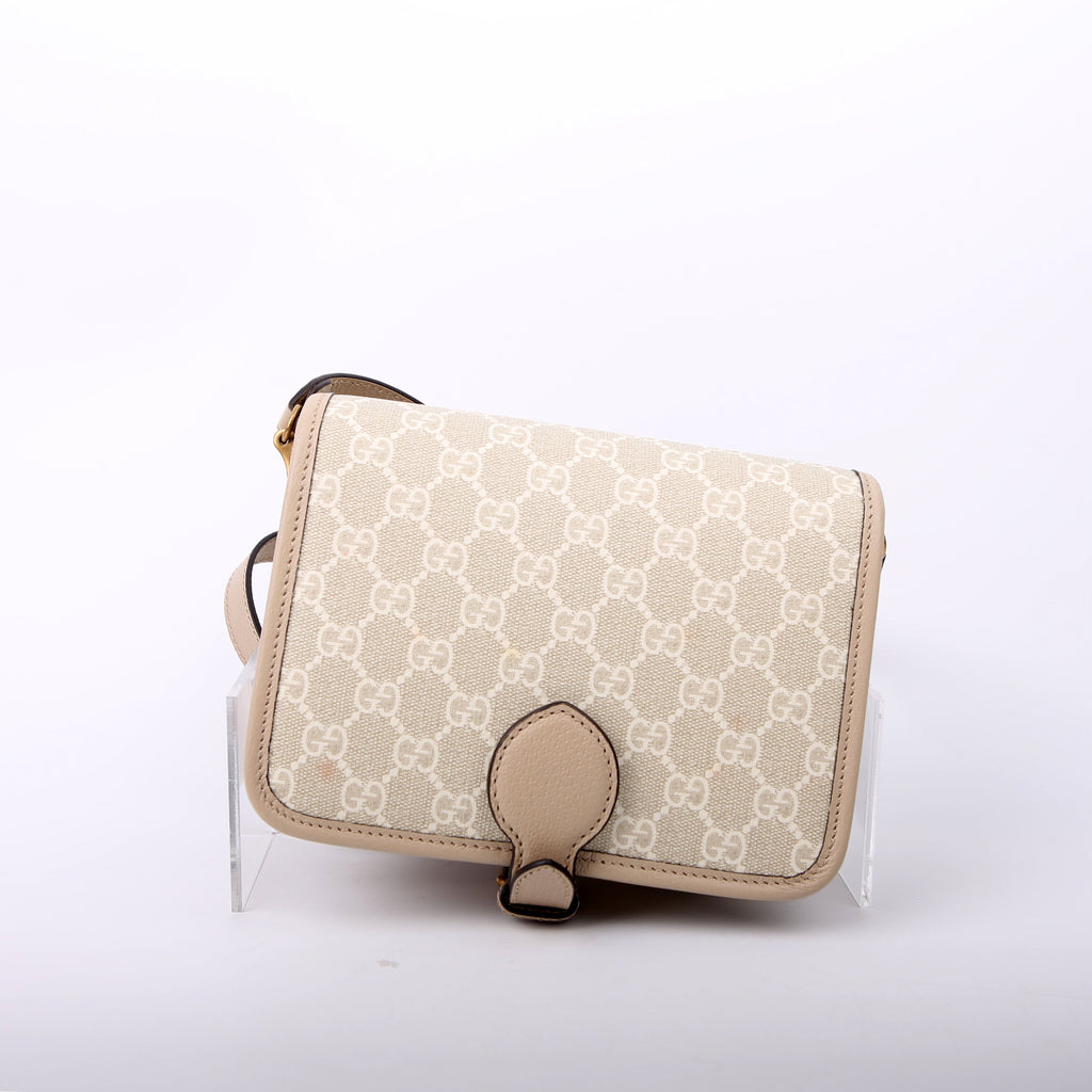 671620 GG Supreme Interlocking G Mini Crossbody Beige