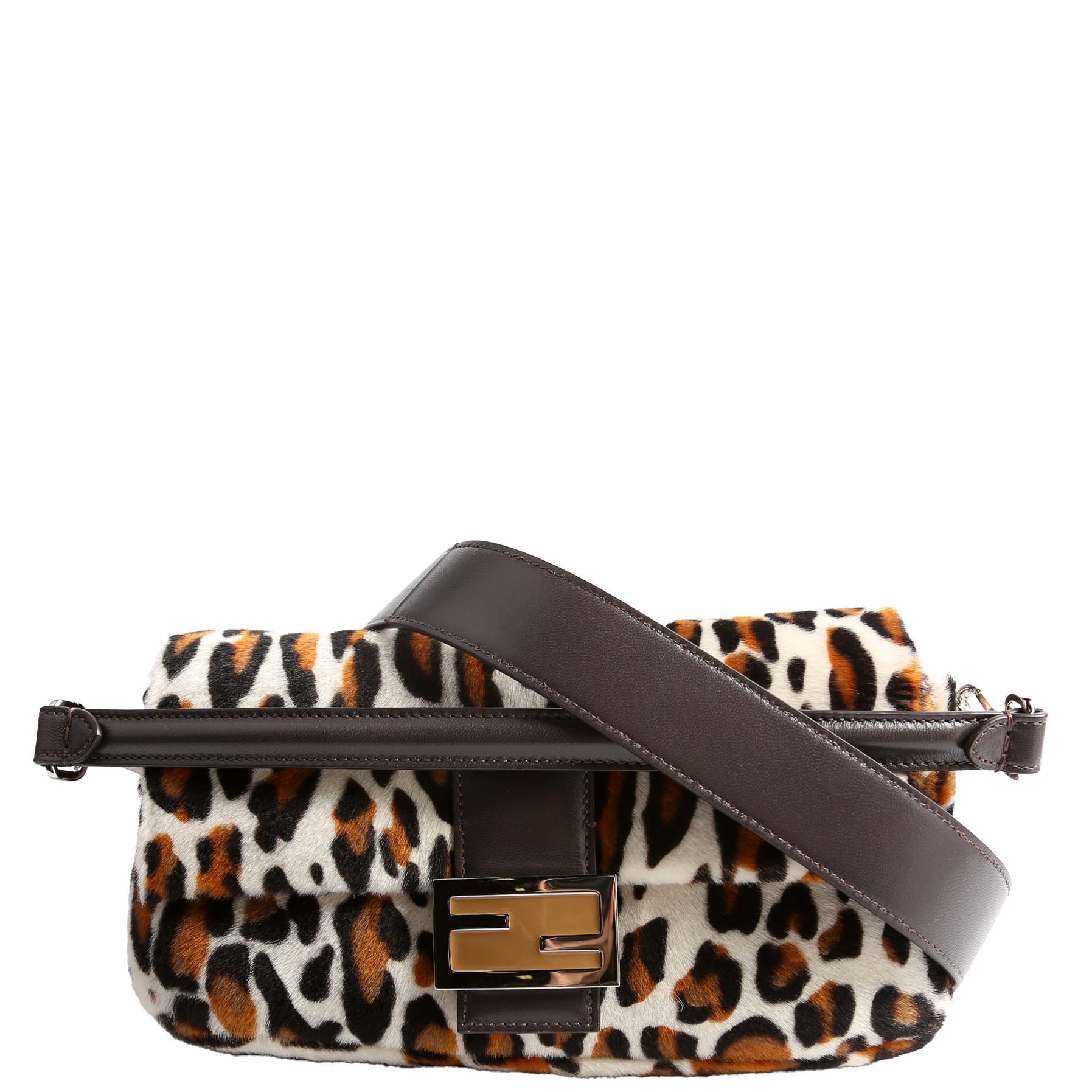Fendi 8BR600 Leopard Print Baguette Calfskin Hair