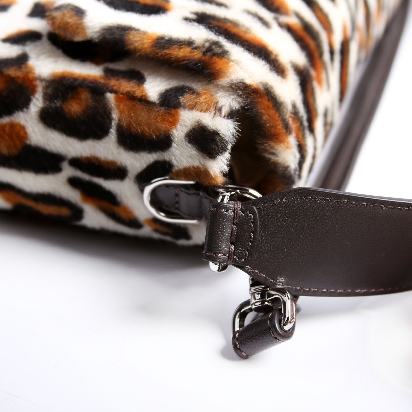 Fendi 8BR600 Leopard Print Baguette Calfskin Hair