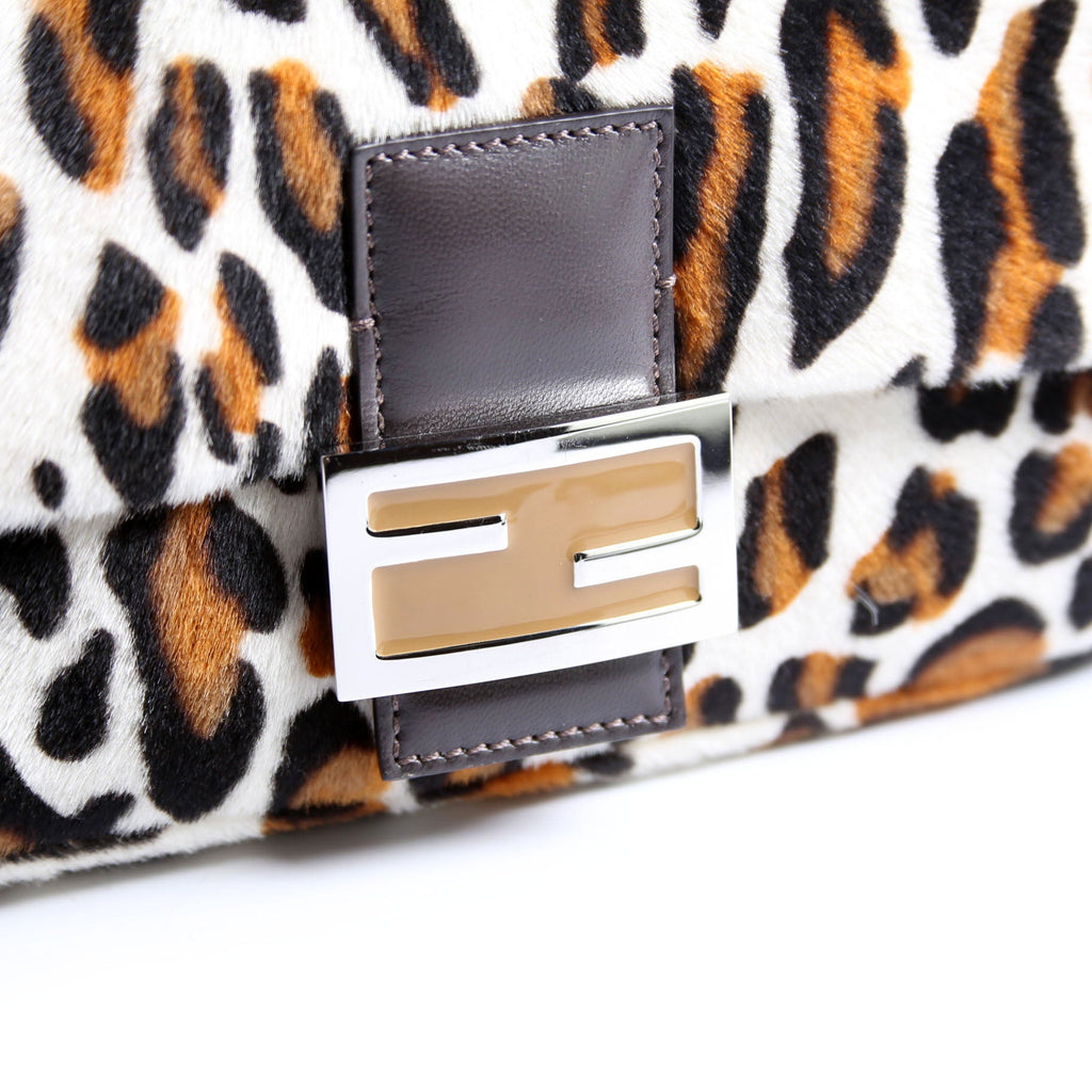 Fendi 8BR600 Leopard Print Baguette Calfskin Hair