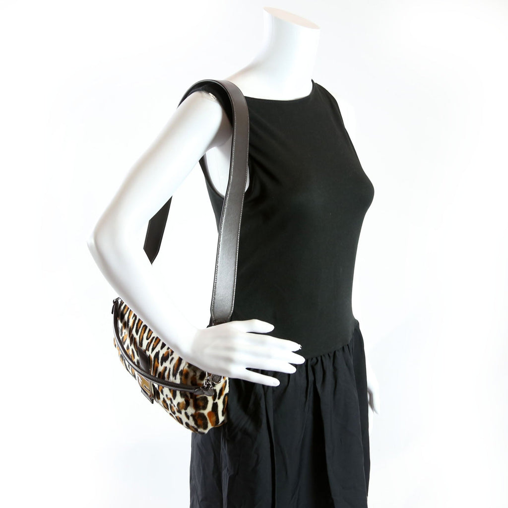 Fendi 8BR600 Leopard Print Baguette Calfskin Hair