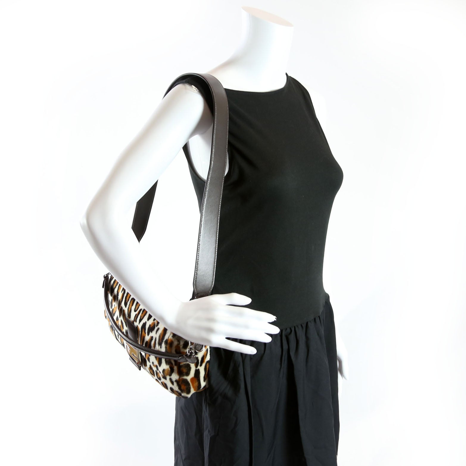 Fendi 8BR600 Leopard Print Baguette Calfskin Hair