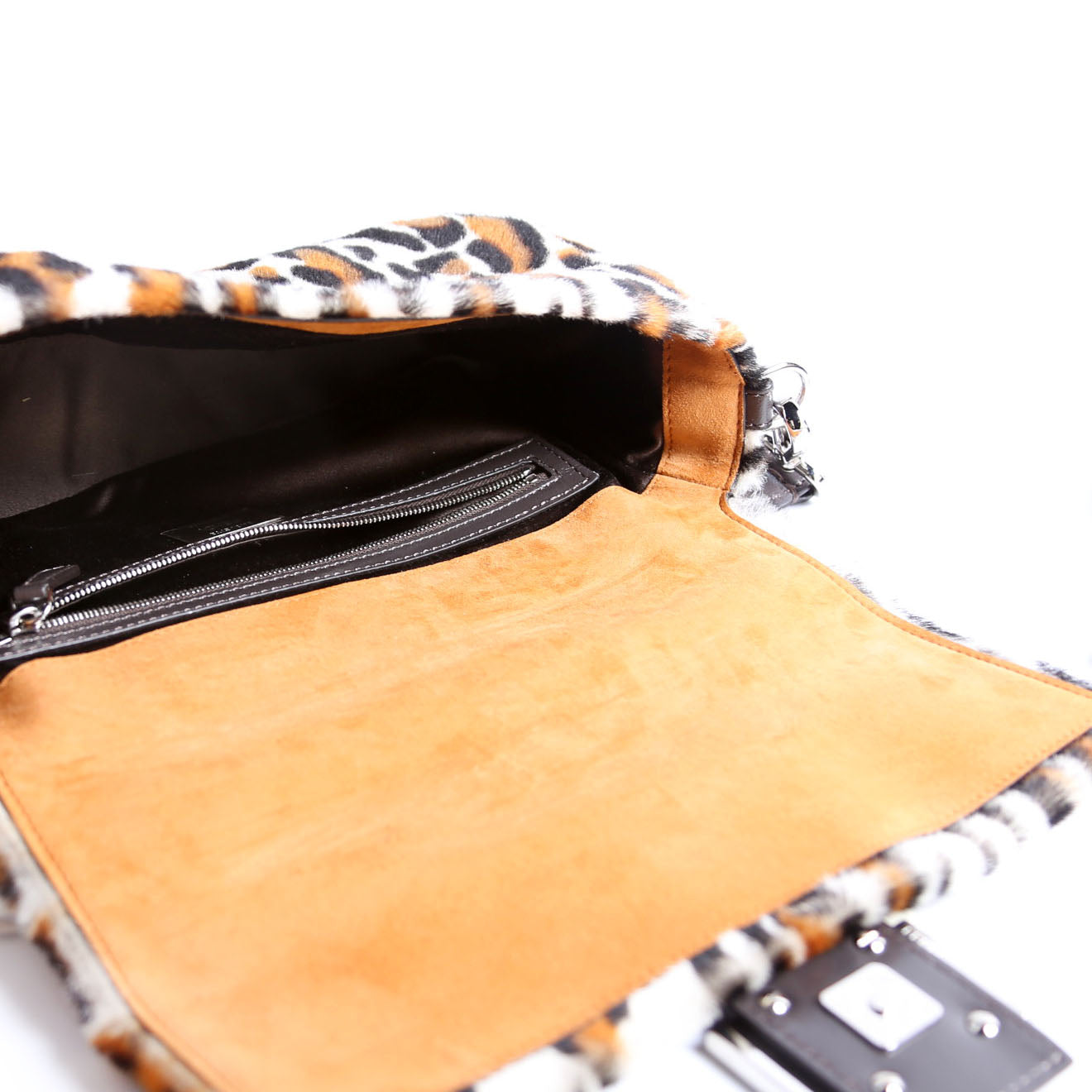 Fendi 8BR600 Leopard Print Baguette Calfskin Hair