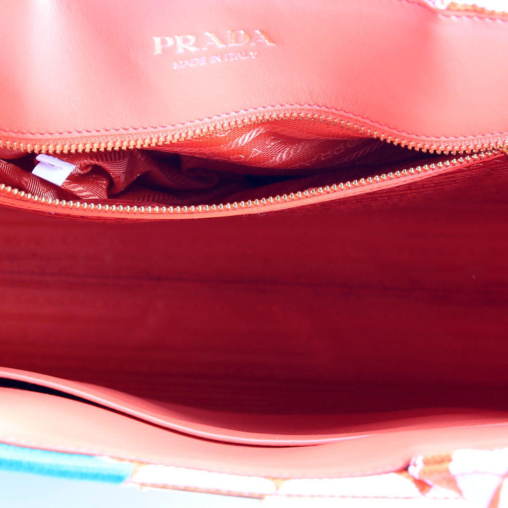 Prada 1BA356 Symbole Embroidered Tote Orange/White