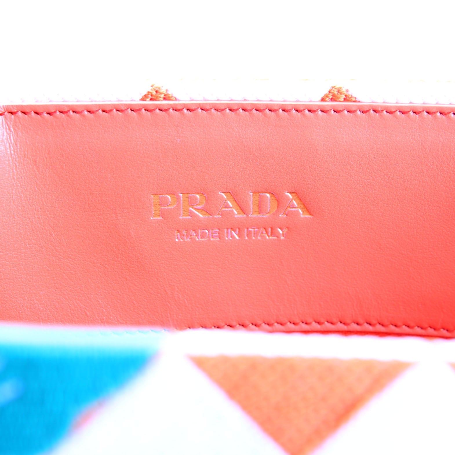 Prada 1BA356 Symbole Embroidered Tote Orange/White