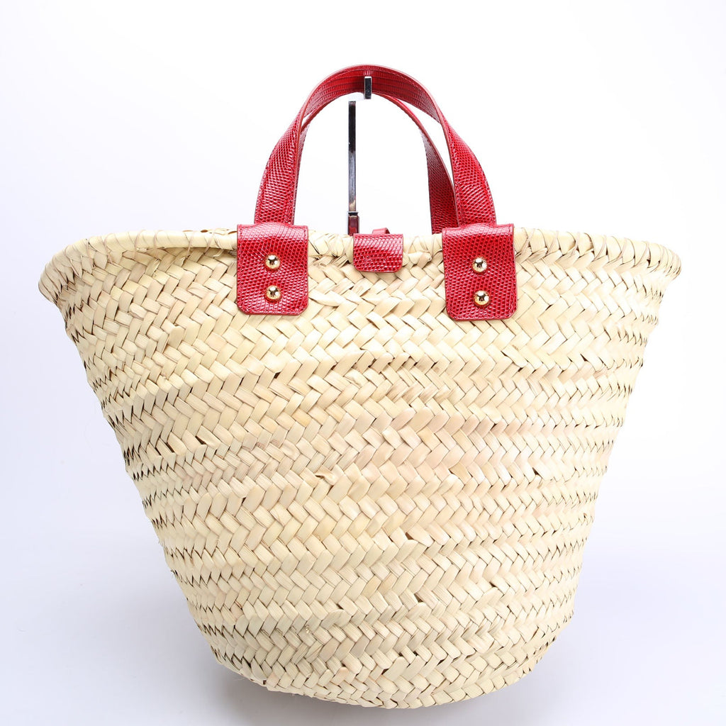 Kendra Raffia Logo Tote Red