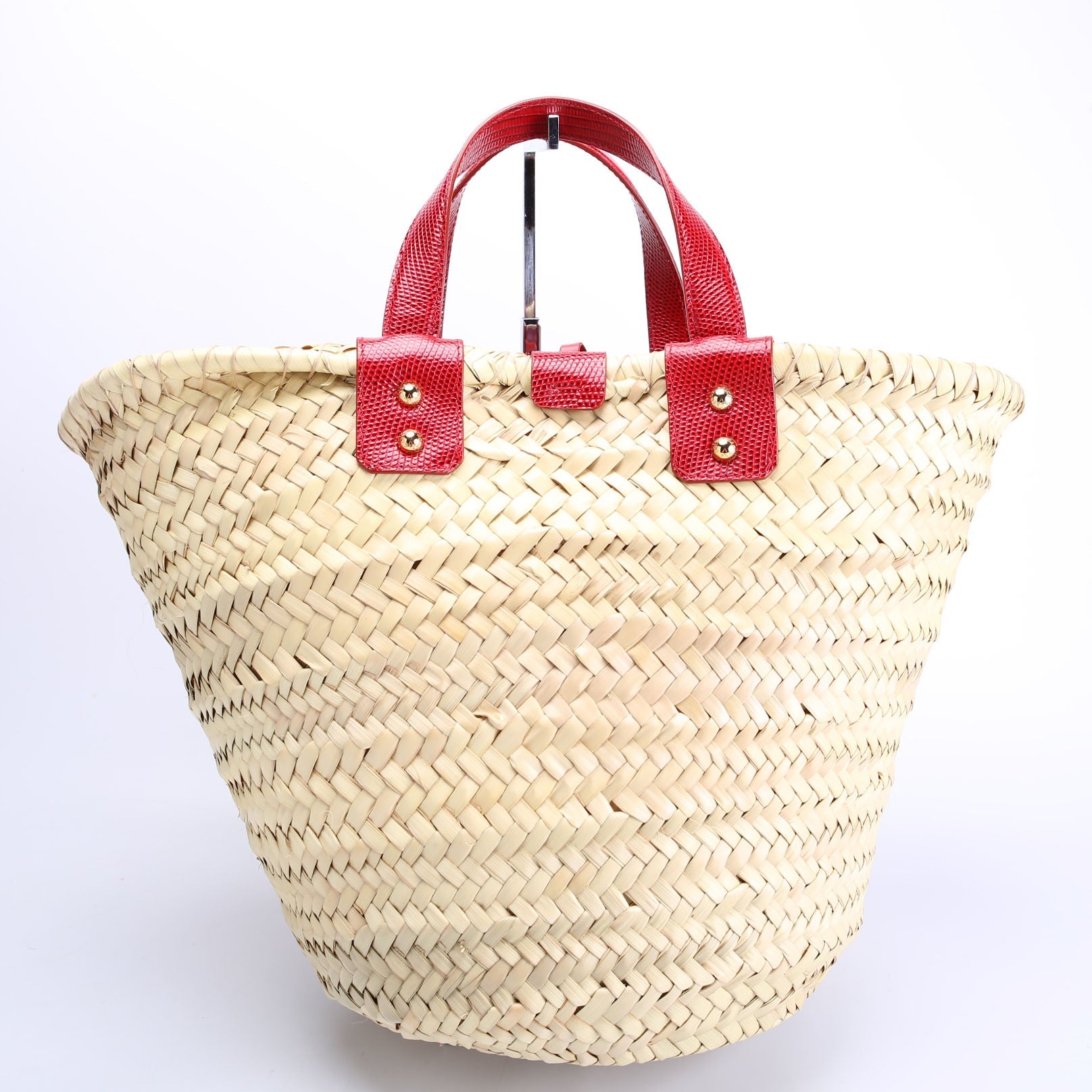 Kendra Raffia Logo Tote Red