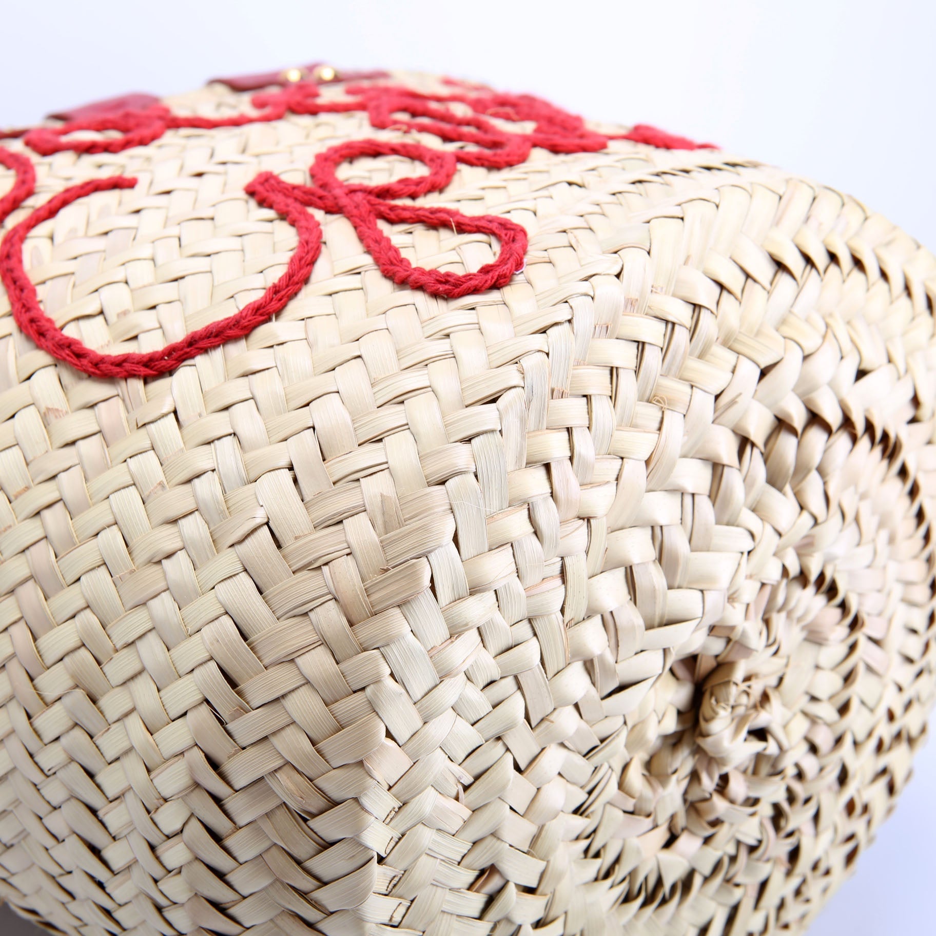 Kendra Raffia Logo Tote Red