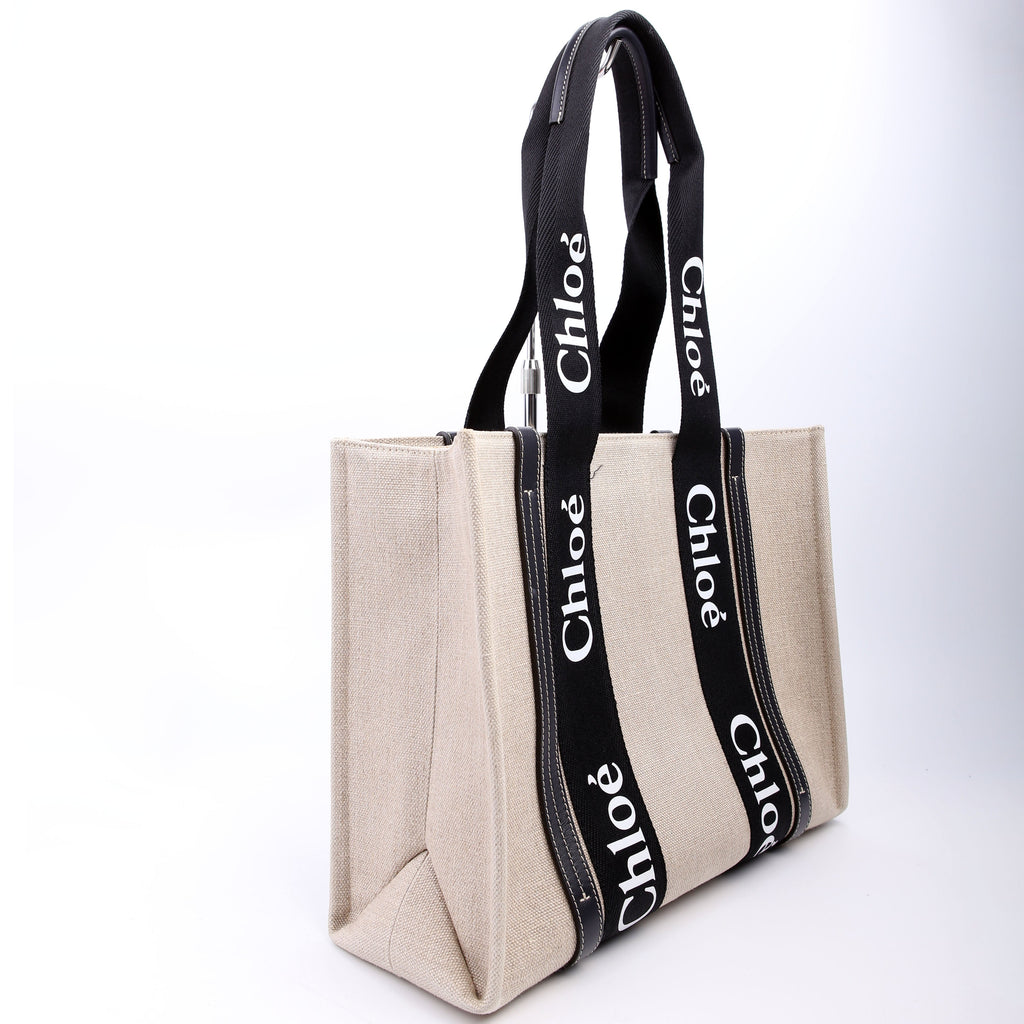 Woody Ribbon Tote Medium Black