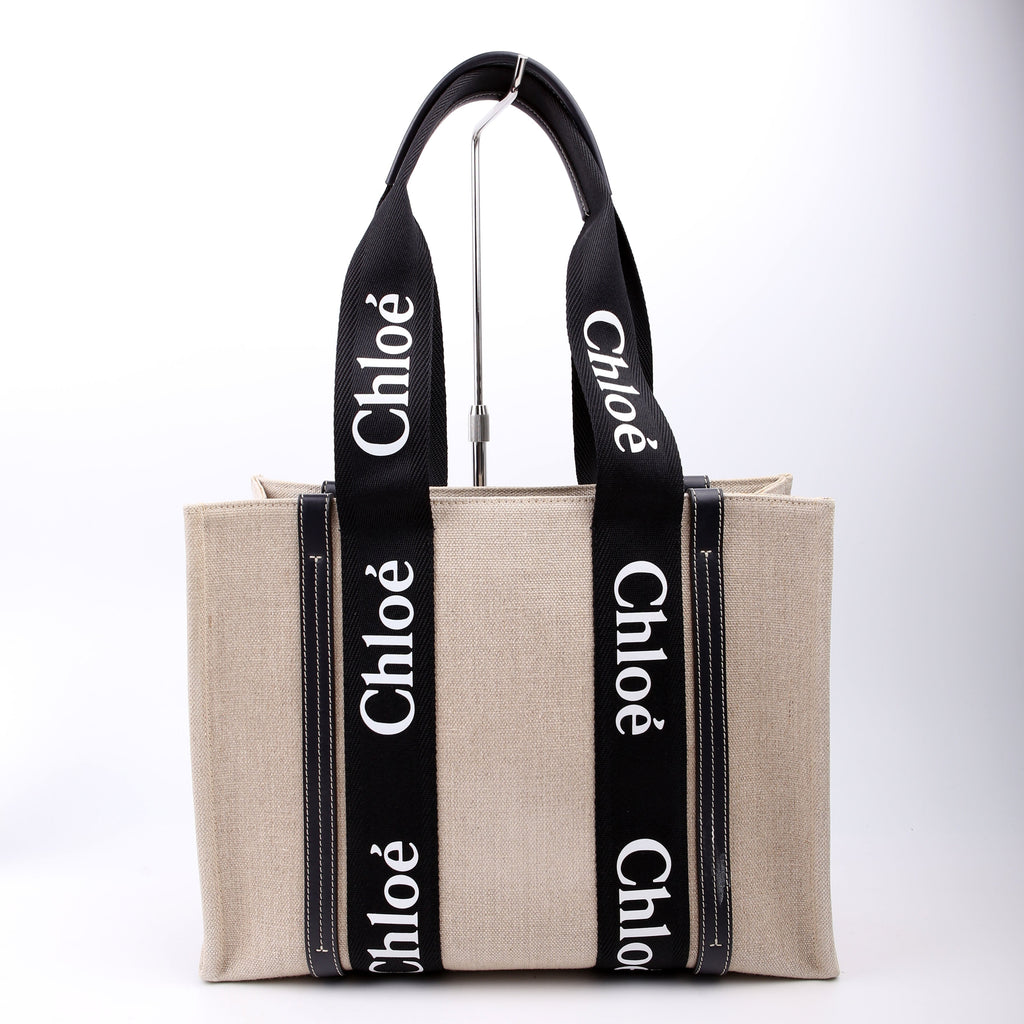 Woody Ribbon Tote Medium Black