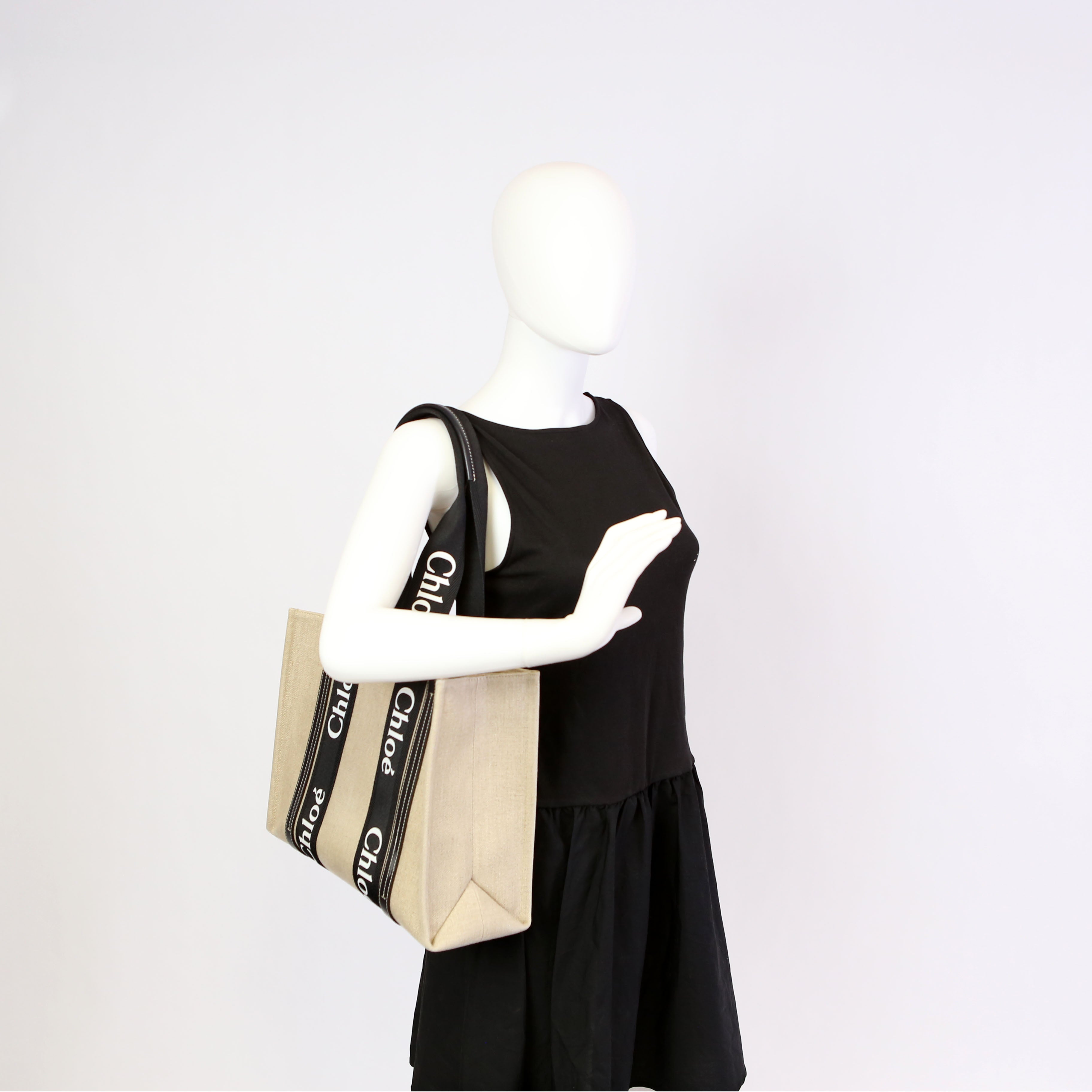 Woody Ribbon Tote Medium Black